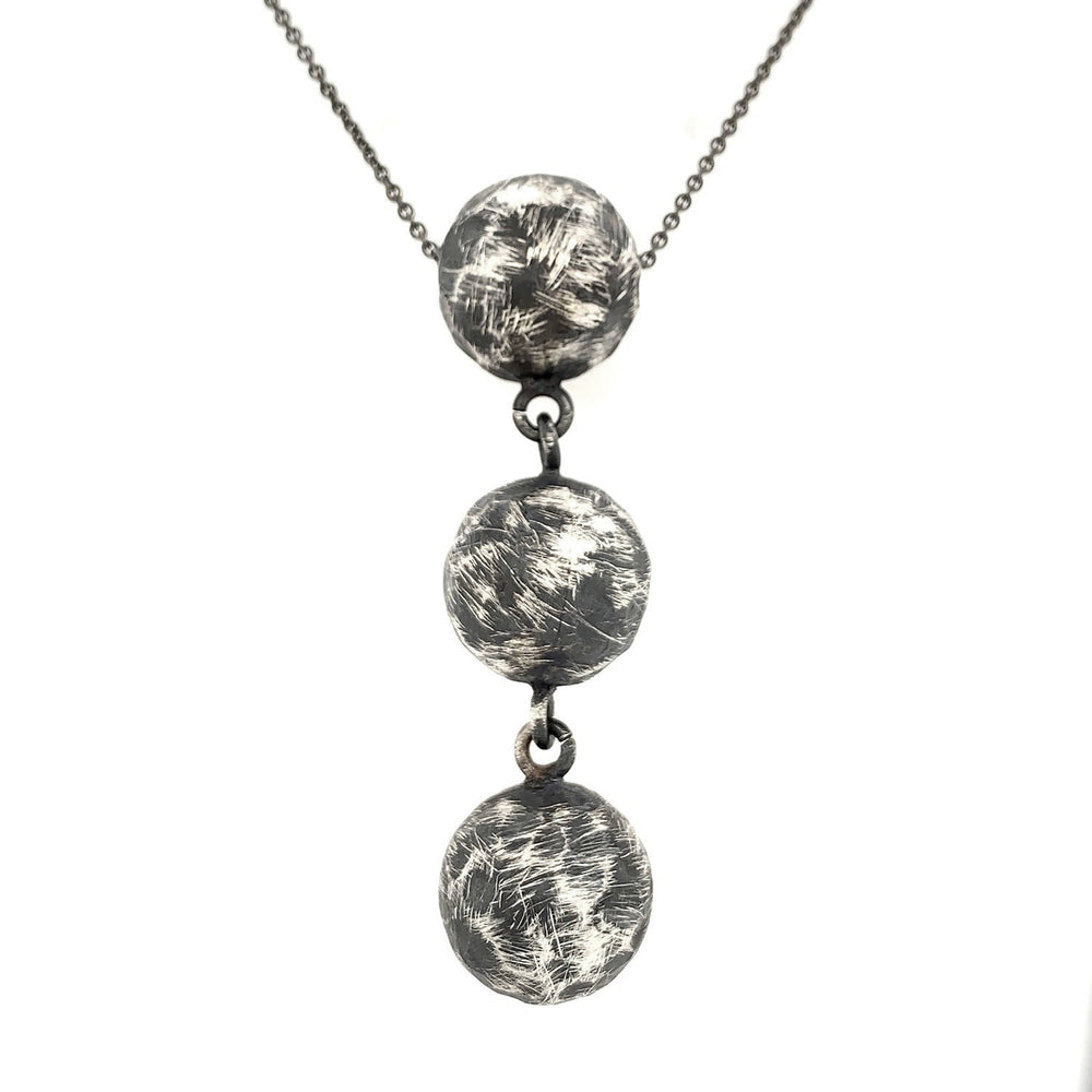STERLING SILVER TRIPLE SPHERE PENDANT WITH 30” CHAIN