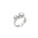 STERLING SILVER TWO PEARLS RING