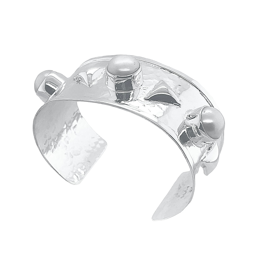 STERLING SILVER  SPIKE CUFF WITH PEARL