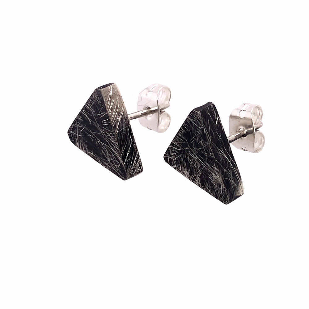 STERLING SILVER TRIANGLE BOX POST EARRINGS