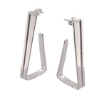 STERLING SILVER TRIANGLE HOOPS WITH LIP POST EARRINGS
