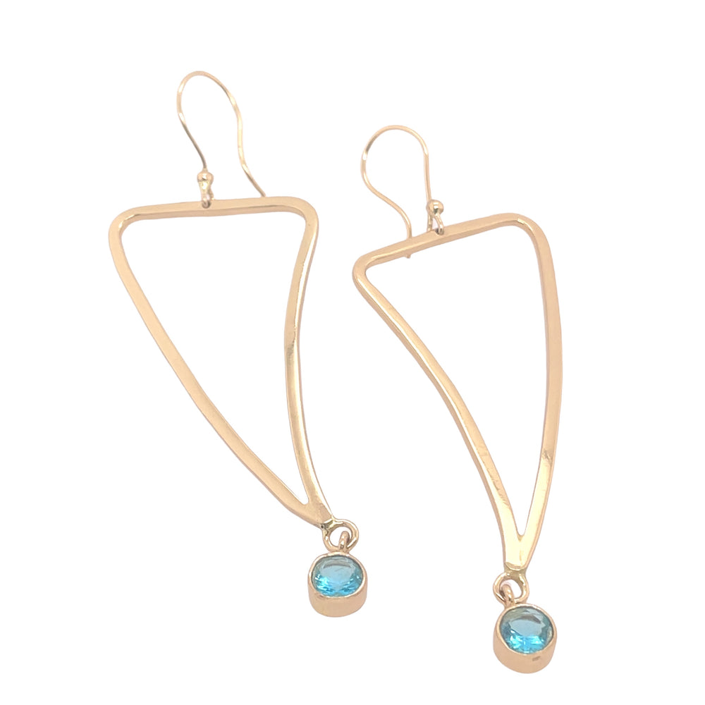 FUSION LAB CREATED BLUE TOPAZ CURVED TRIANGLE EARRINGS