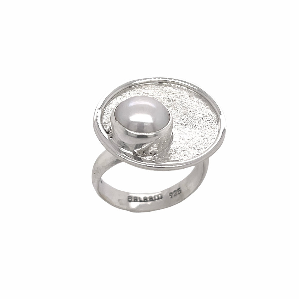 STERLING SILVER FRESH WATER PEARL ROUND ADJUSTABLE RING