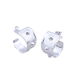 STERLING SILVER BEADED ROUND HOOP EARRINGS