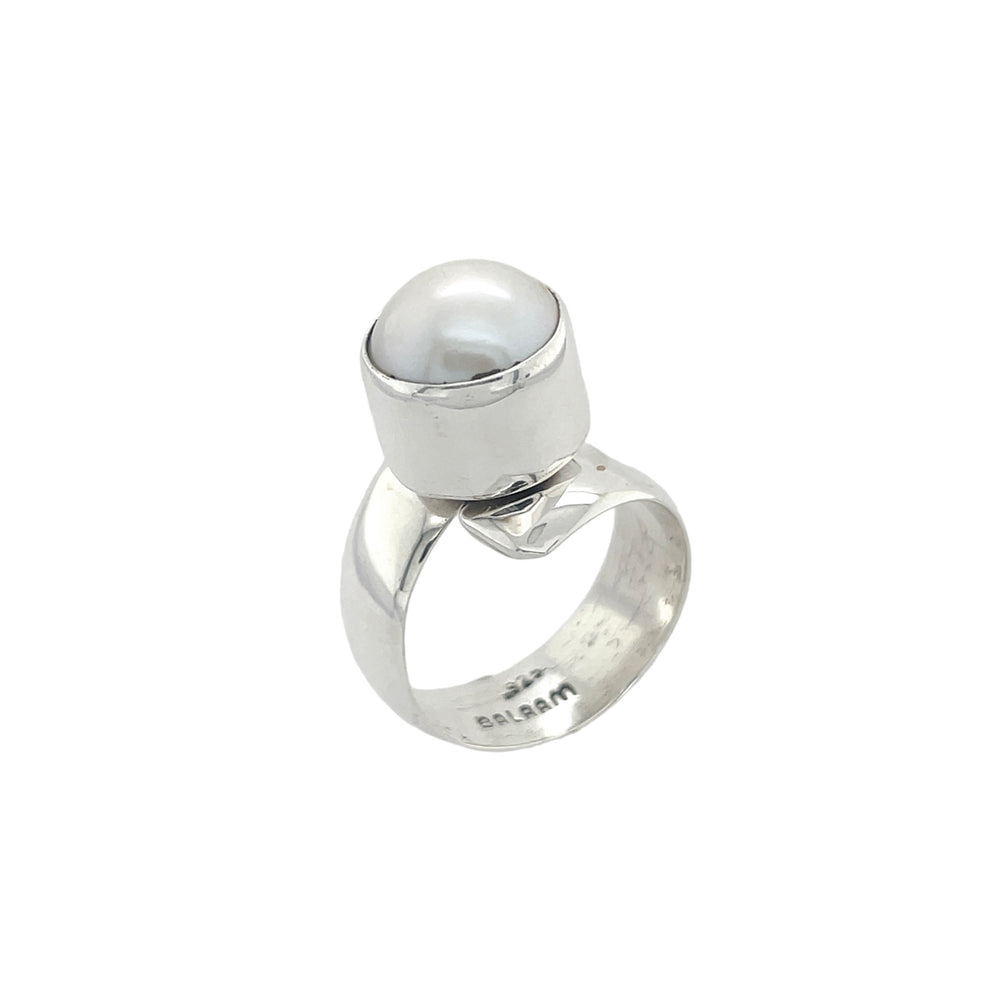 STERLING SILVER PEARL RING ADJUSTABLE