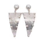 STERLING SILVER FRESHWATER PEARL STUDED TRIANGLE POST EARRINGS