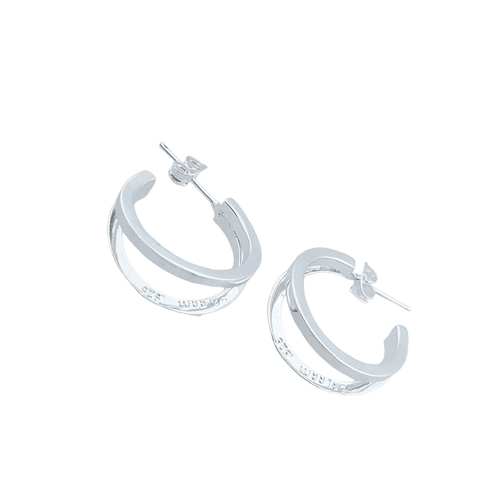 STERLING SILVER DOUBLE SQUARE WIRE HOOP