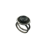 STERLIG SILVER GREEN AMETHYST DISK RING