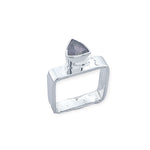 STERLING SILVER GEMSTONE SQUARE WIDE RING