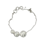 STERLING SILVER TRIPLE SPHERE ASSYMETRIC NECKLACE