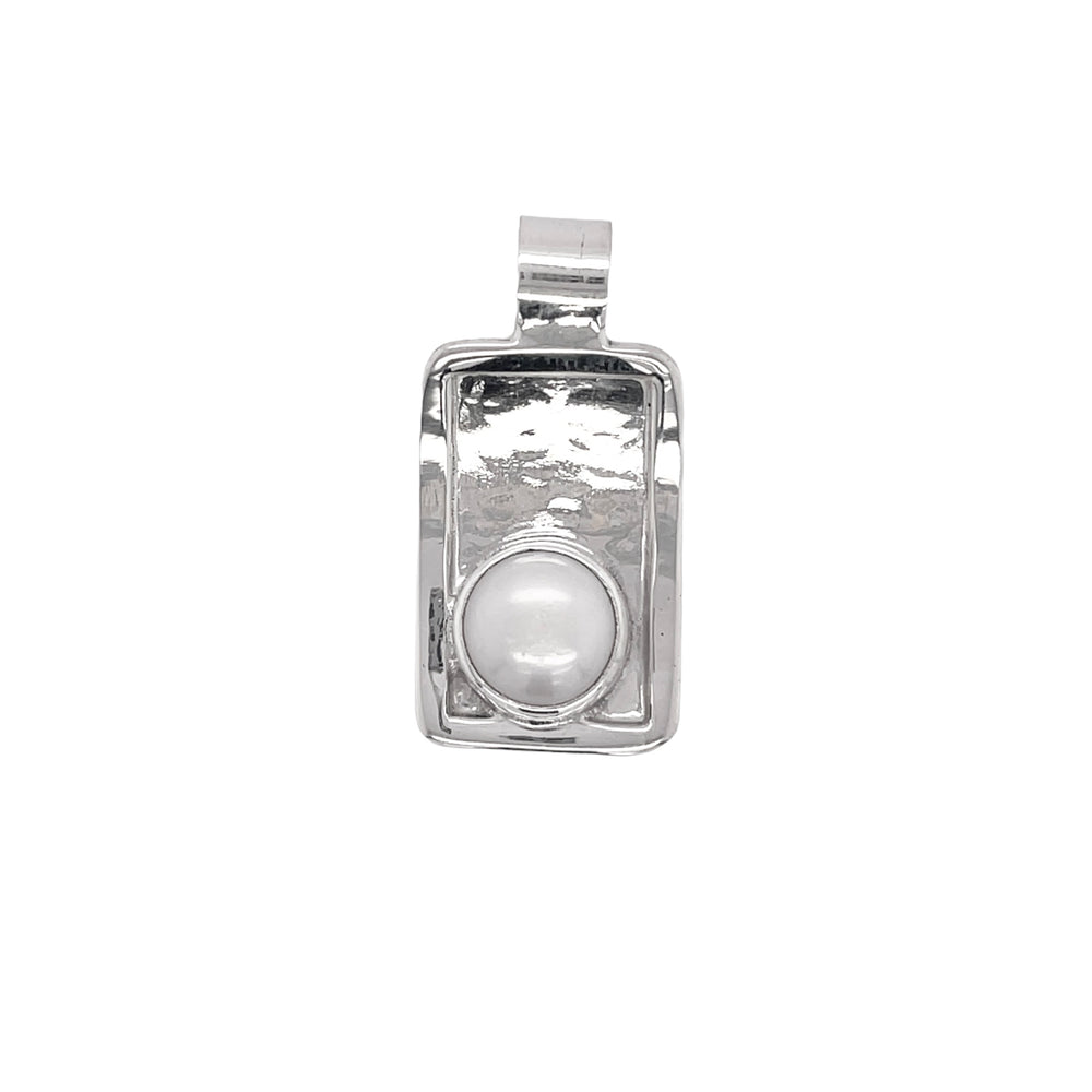 STERLING SILVER FRESH WATER PEARL RECTANGLE PENDANT