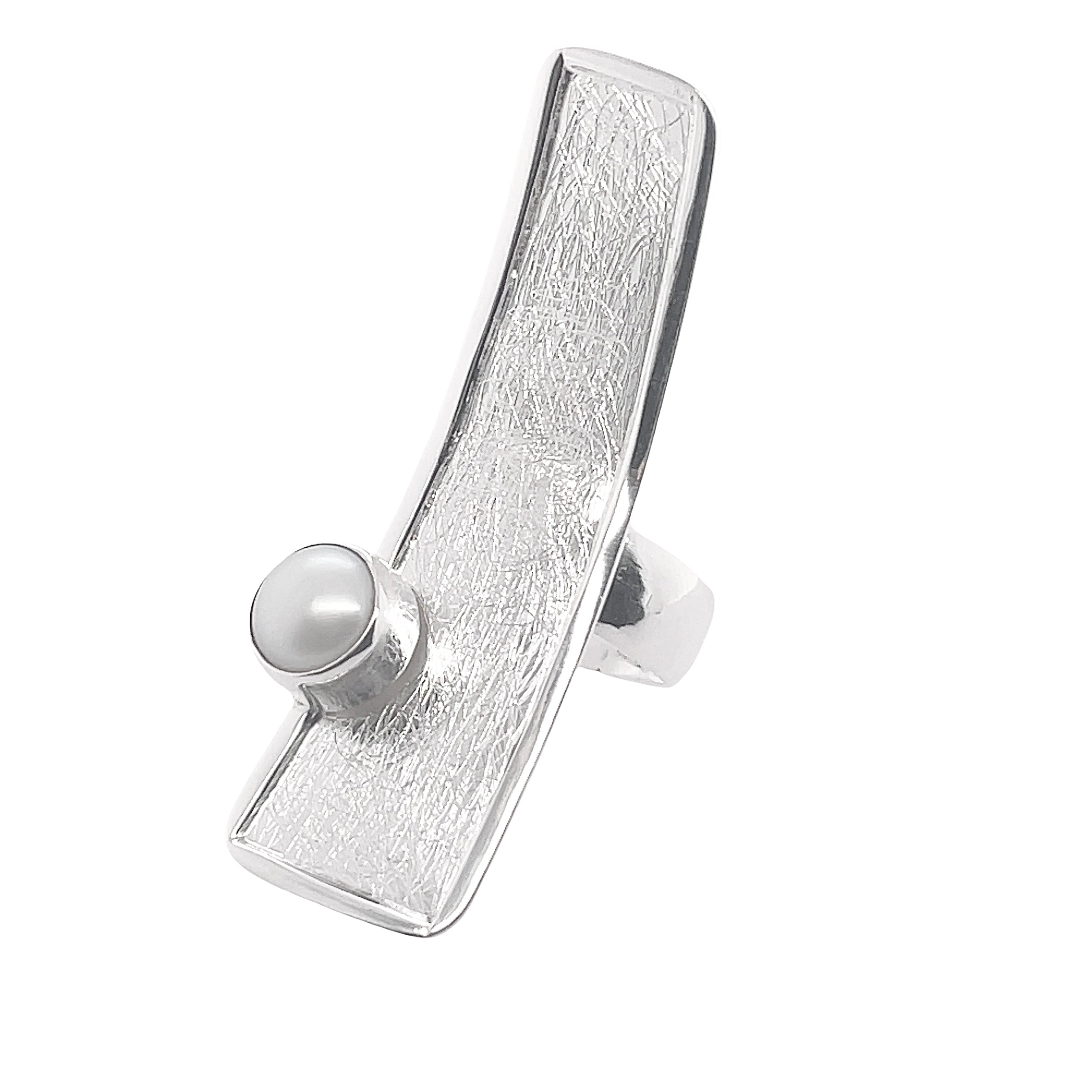 STERLING SILVER FRESH WATER PEARL ASYMMETRIC RECTANGLE