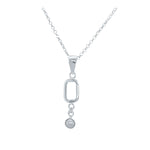 STERLING SILVER RECTAGLE  PENDANT NECKLACE WITH PEARL
