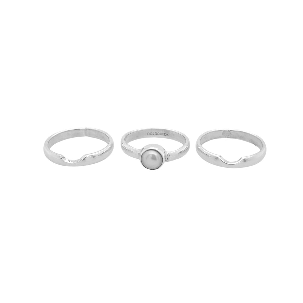 STERLING SILVER FRESHWATER PEARL STACKABLE RING SET OF THREE