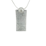 STERLING SILVER RECTANGLE PENDANT WITH PEARL