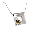 STERLING SILVER SQUARE HOLLOW PENDANT CITRINE