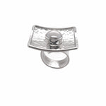 STERLING SILVER FRESH WATER PEARL SQUARE WITH LIP ADJUSTABLE RING