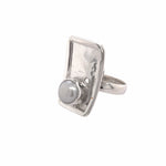 STERLING SILVER FRESH WATER PEARL RECTANGLE ADJUSTABLE RING