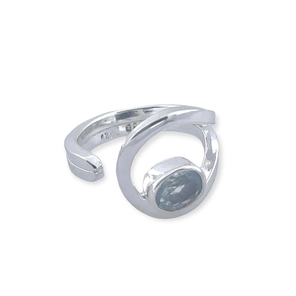 STERLING SILVER FREE FORM RING WITH GEM STONE