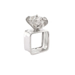 STERLING SILVER HERKIMER DIAMOND SQUARE RING