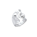 STERLING SILVER FRESHWATER PEARL WIDE WAVY RING