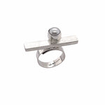 STERLING SILVER FRESH WATER PEARL BAR ADJUSTABLE RING