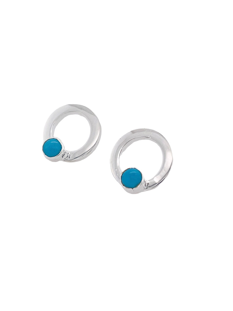 STERLING SILVER SQUARE POST EARRINGS WITH TURQUOISE