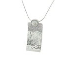 STERLING SILVER RECTANGLE PENDANT WITH PEARL