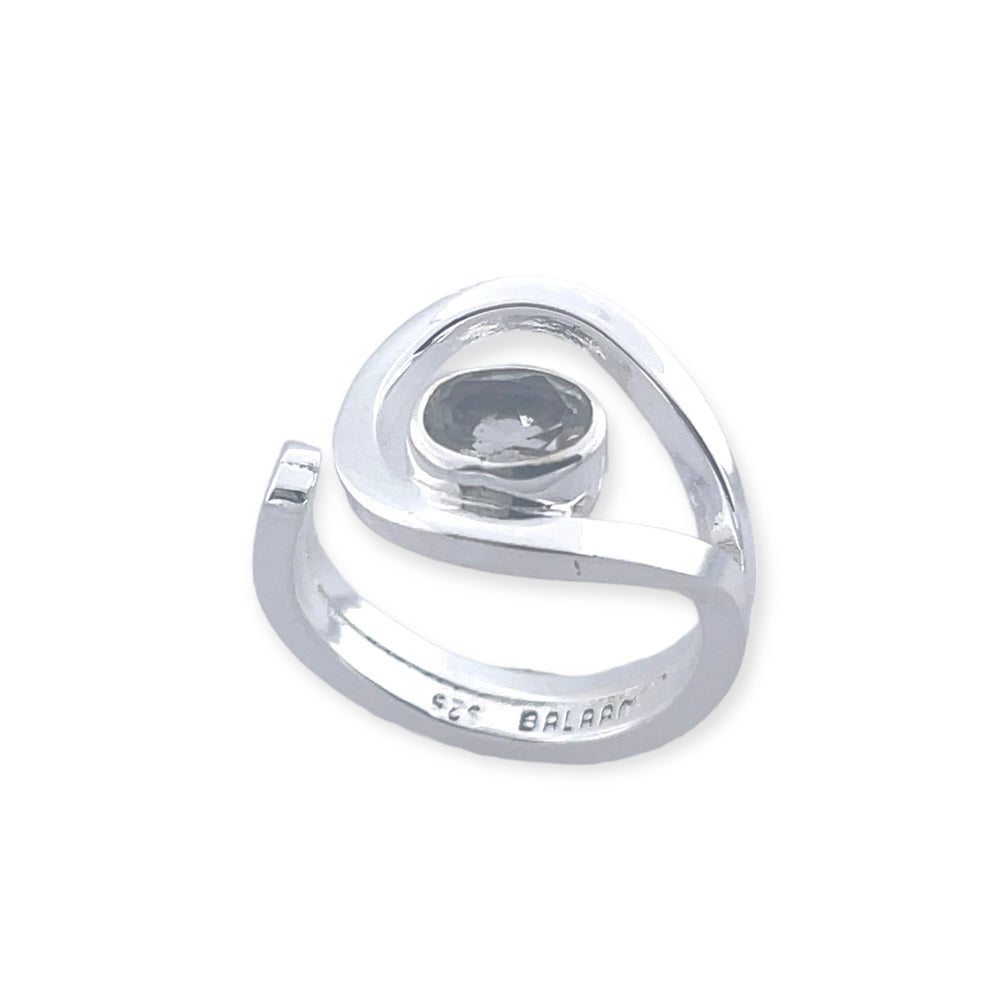 STERLING SILVER FREE FORM RING WITH GEM STONE