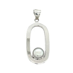 STERLING SILVER OVAL PENDANT WITH PEARL