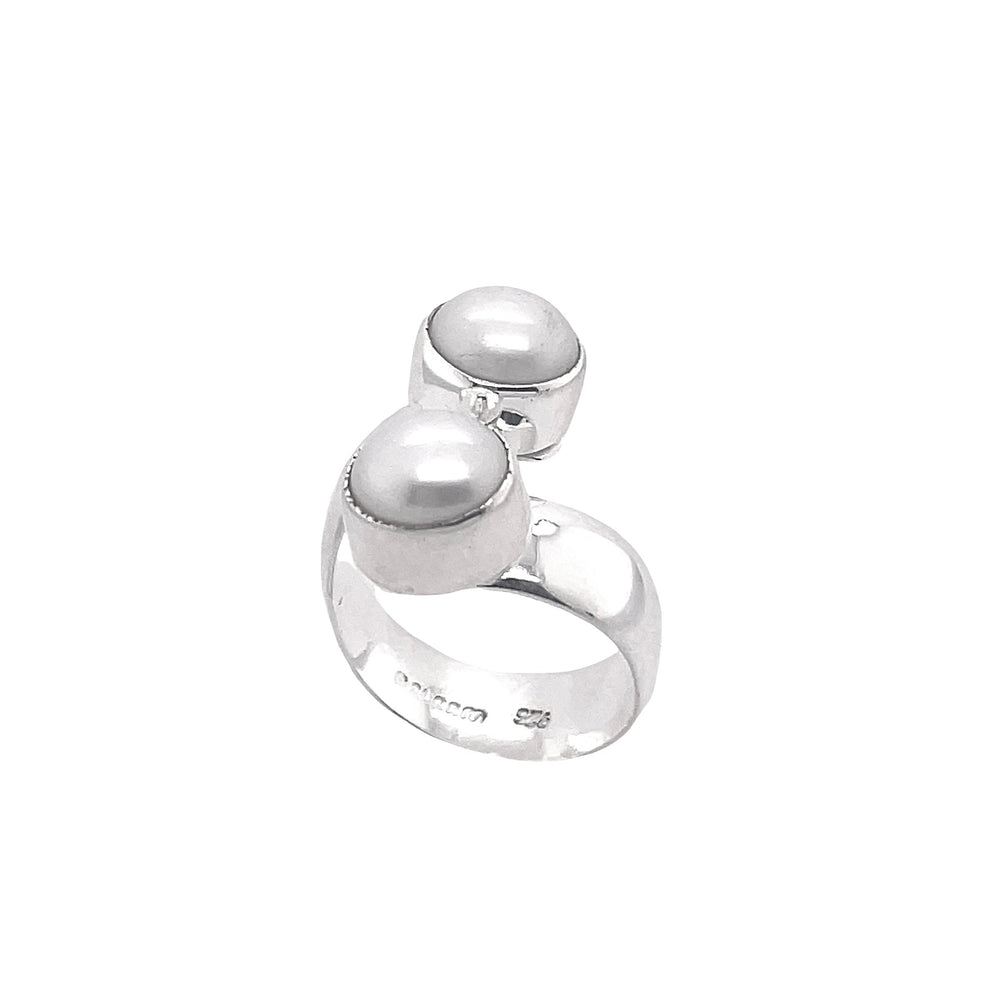 STERLING SILVER FRESHWATER PEARL BY-PASS ADJUSTABLE RING