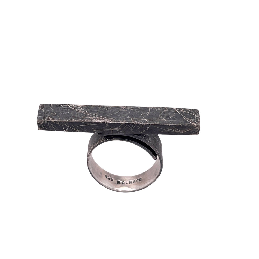 STERLING SILVER HOLLOW BAR ADJUSTABLE RING