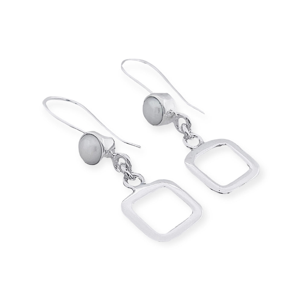 STERLING SILVER SQUARE POST EARRINGS WITH PEARL
