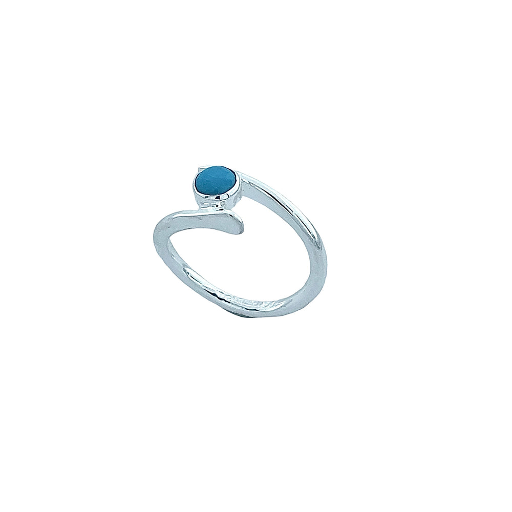 STERLING SILVER TURQUOISE MINIMALIST SPIRAL RING