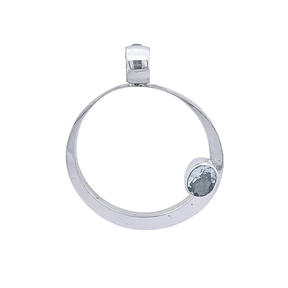 STERLING SILVER CIRCLE PENDANT WITH GEMSTONE