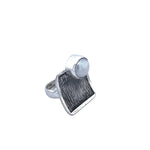 STERLING SILVER SQUARE ADJUATBLE RING WITH FRESHWATERPEARL