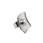 STERLING SILVER FRESH WATER PEARL SQUARE WITH LIP ADJUSTABLE RING