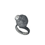 STERLING SILVER SPHERE ADJUSTABLE RING WITH PEARL