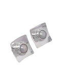 STERLING SILVER FRESH WATER PEARL SQUARE POST EARRINGS
