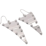 STERLING SILVER STUDDED TRIANGLE EARRINGS