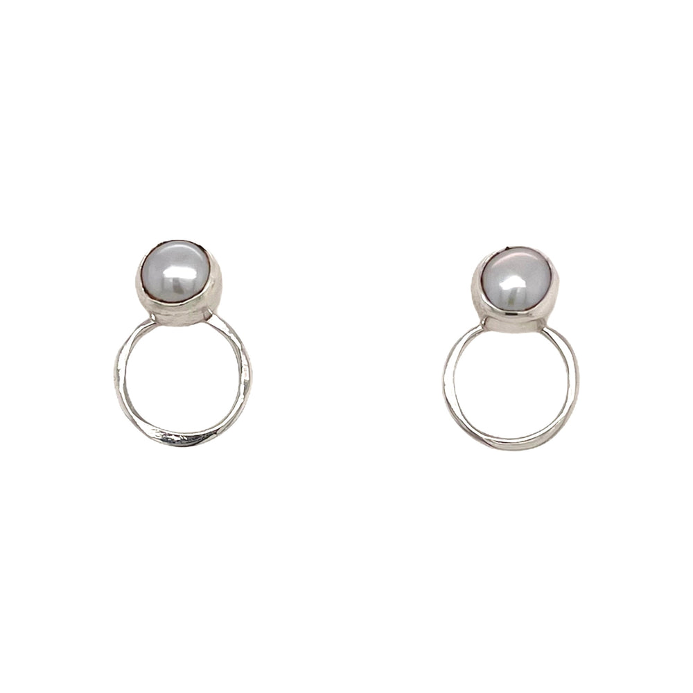 STERLING SILVER FRESH WATER PEARL MINI LOOP POST EARRINGS