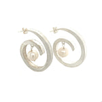 STERLING FRESH WATER PEARL COILED SMALL EARRINGS