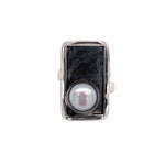STERLING SILVER FRESH WATER PEARL RECTANGLE ADJUSTABLE RING