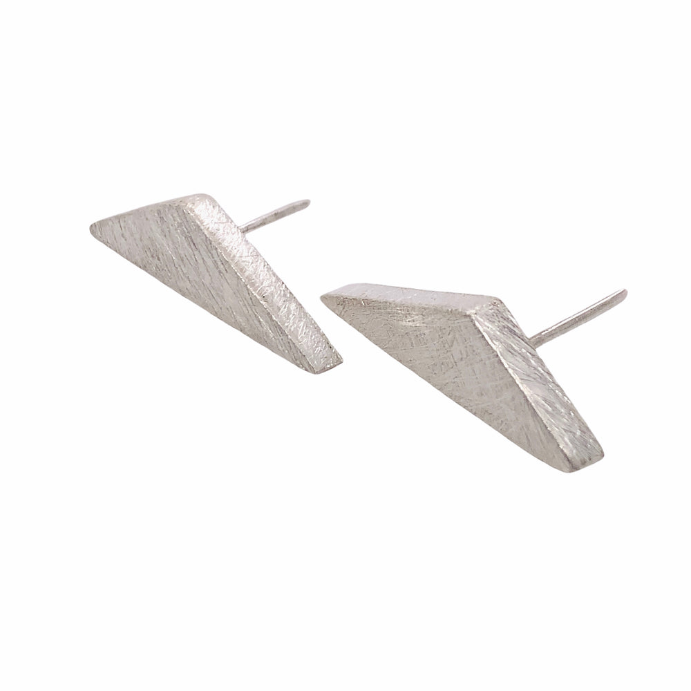 STERLING SILVER SCALENE TRIANGLE BOX POST EARRINGS