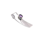 STERLING SILVER FACETED AMETHYST ASYMMETRIC RECTANGLE PENDANT