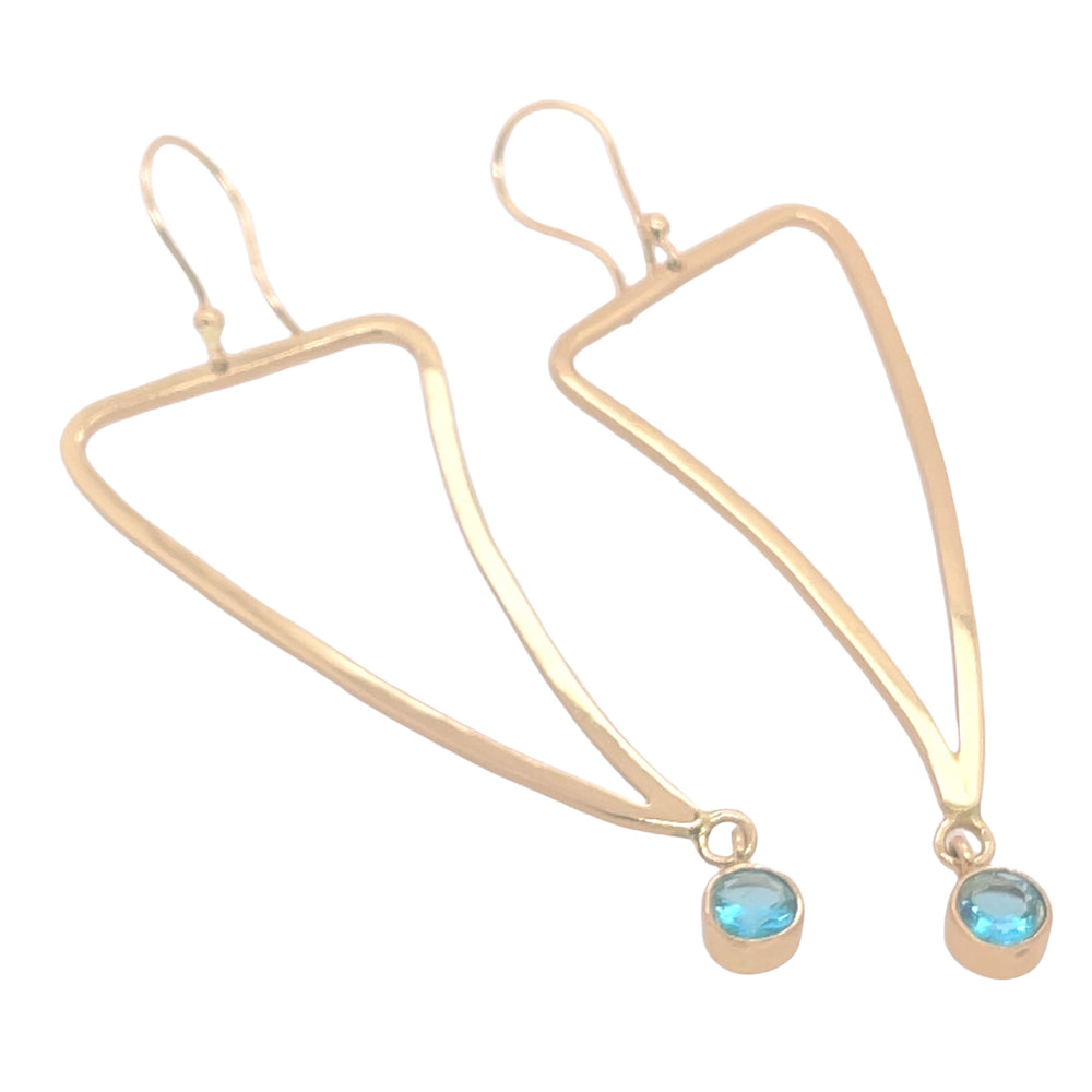 FUSION LAB CREATED BLUE TOPAZ CURVED TRIANGLE EARRINGS