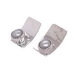 STERLING SILVER FRESH WATER PEARL RECTANGLE POST EARRINGS