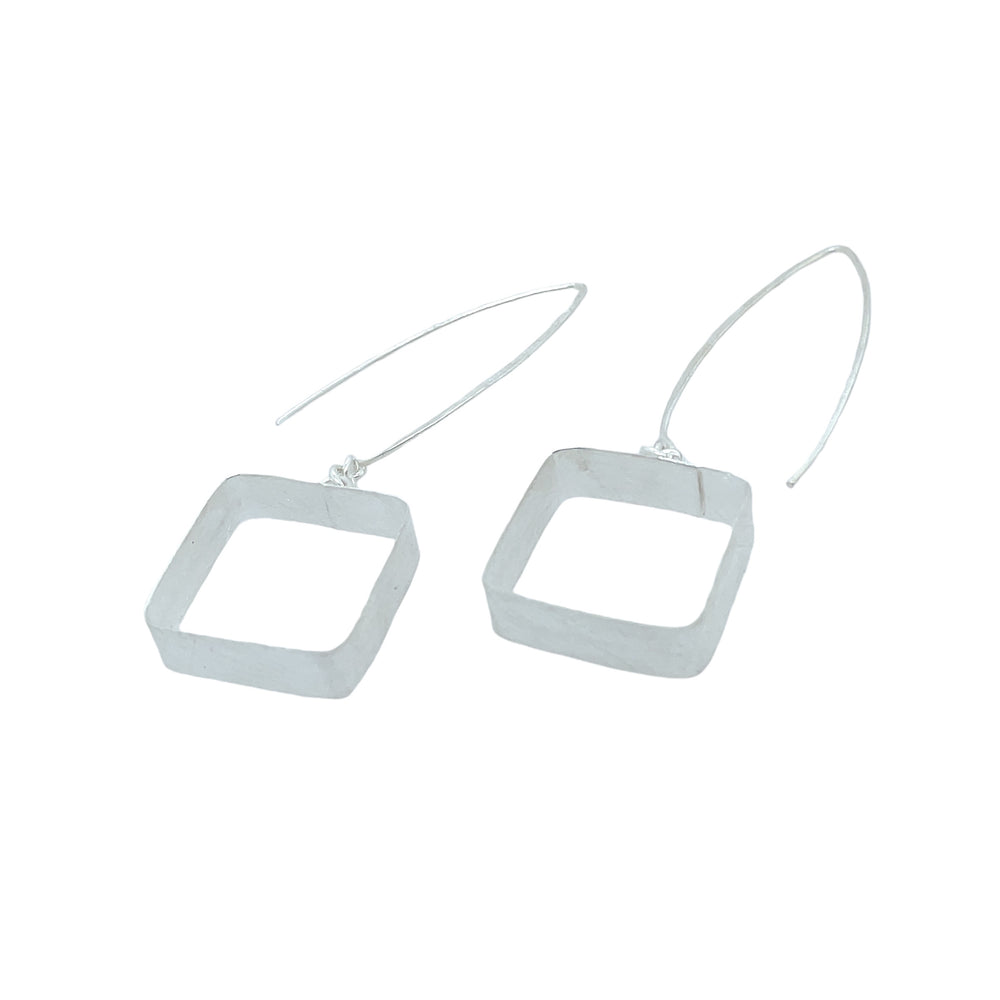 STERLING SILVER SQUARE LONG WIRE EARRINGS