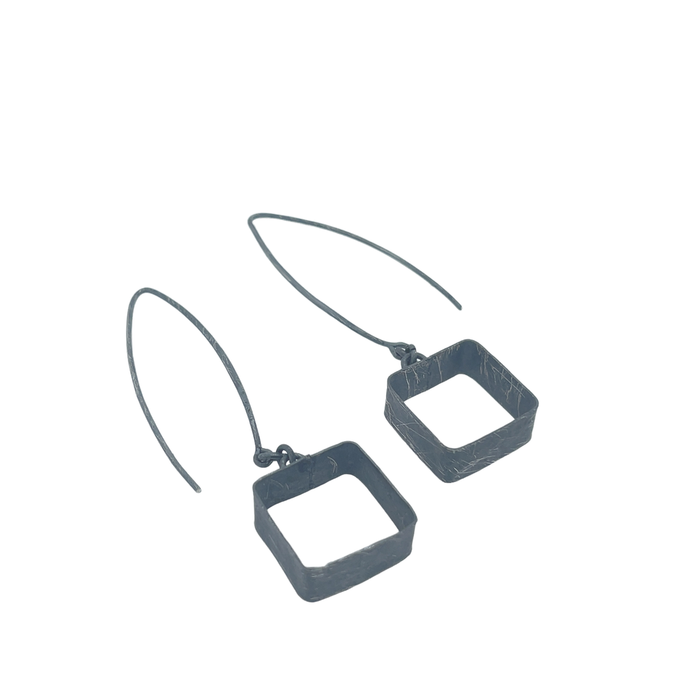 STERLING SILVER SQUARE LONG WIRE EARRINGS
