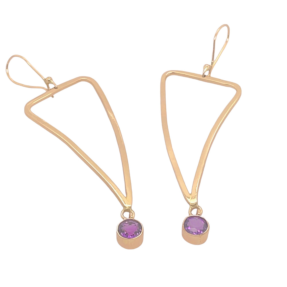 FUSION LAB CREATED AMETHYST CURVED TRIANGLE EARRINGS